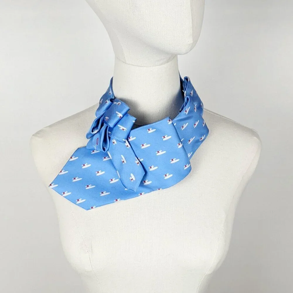 Ogsplosh - Blue Summer Neck Tie Scarf - Women's Tie - Silk Ascot Scarf - NEW
